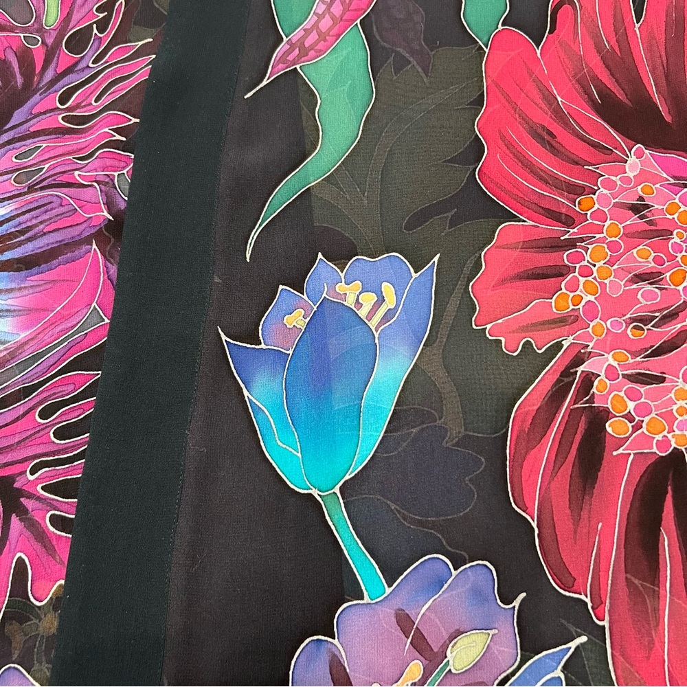 Rare Colorful Tropical Floral Island Print Silk Kimono One Size - Picture 14 of 16